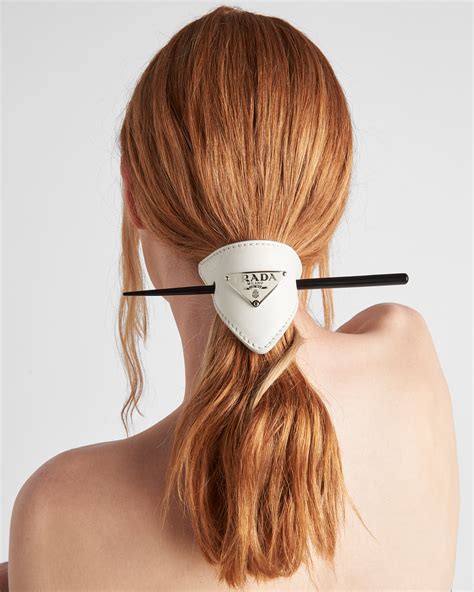 hair clips prada|prada leather hair clip.